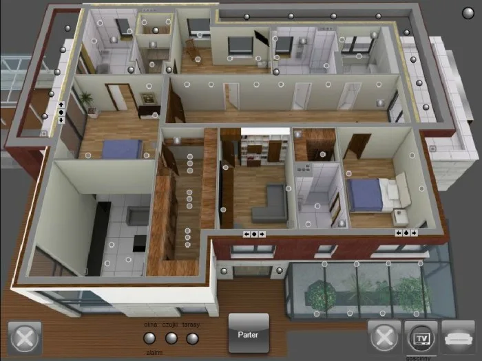 Sterowanie oświetleniem LCN — panel smart home w rezydencji, realizacja Silicon-Tech